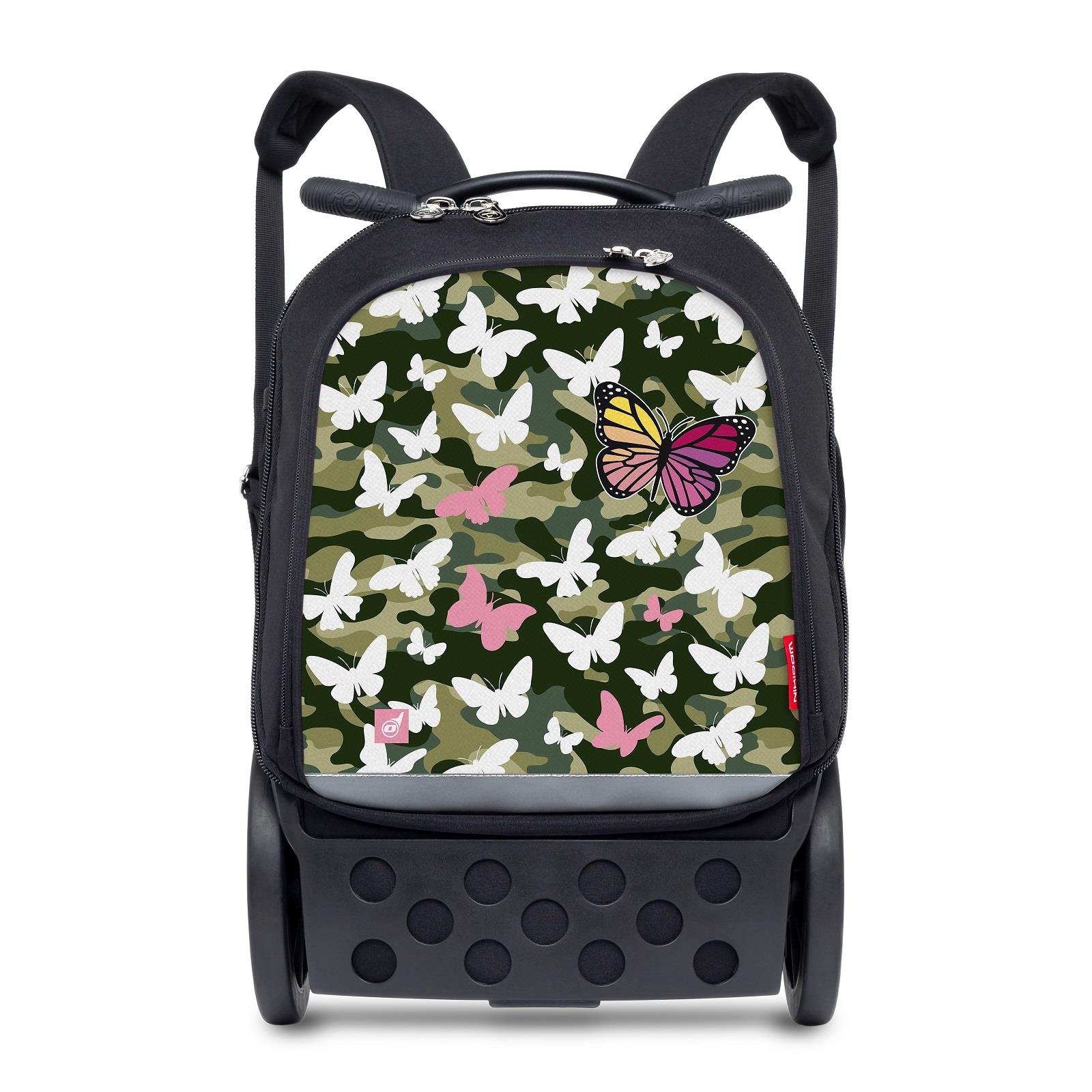 Školní a cestovní batoh na kolečkách Nikidom Roller UP Butterfly camo (19 l)