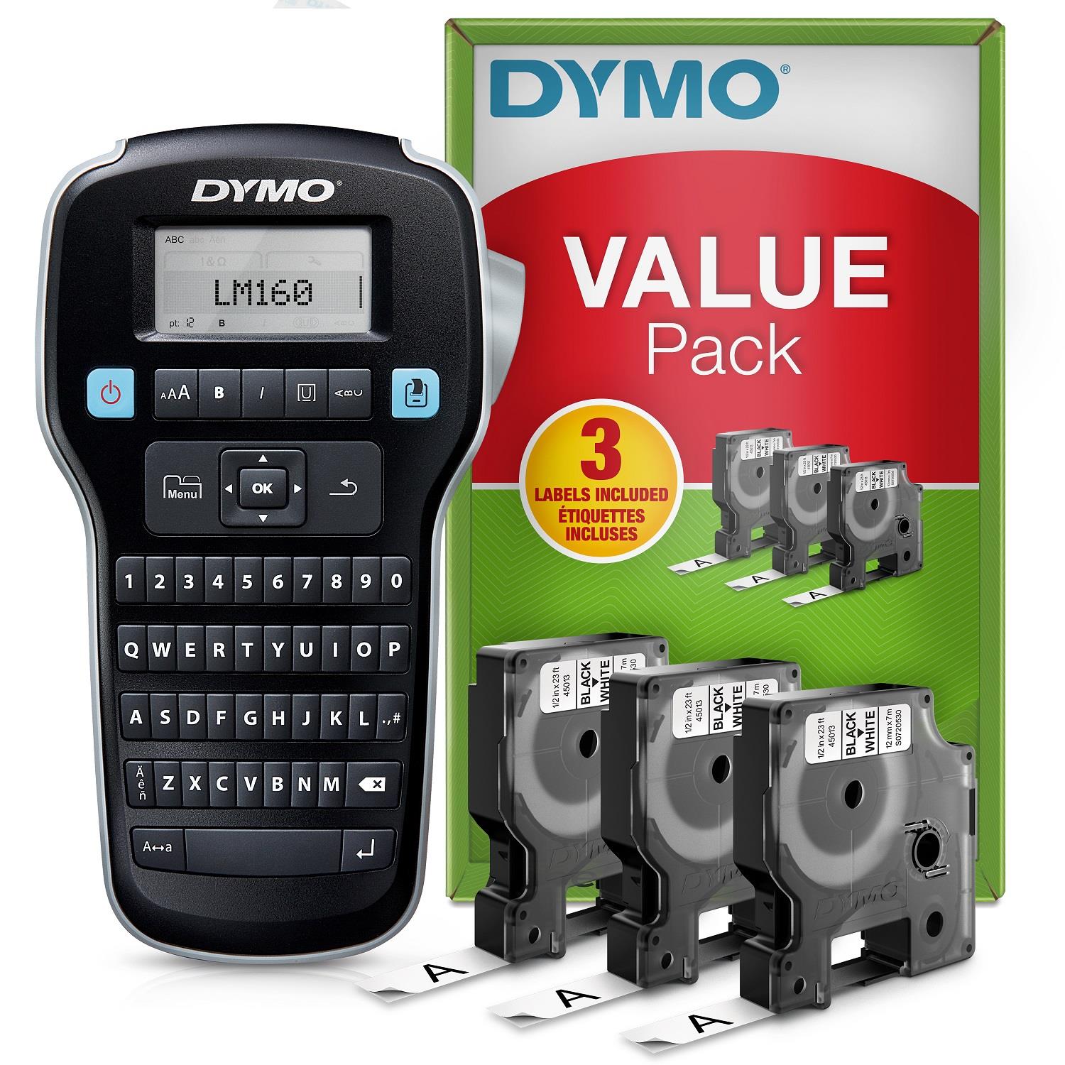 Štítkovač DYMO LabelManager 160 + 3ks D1 12mm x 7m černá na bílé